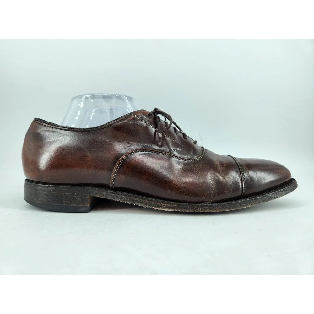 Johnston & Murphy Optima Oxford Mens 9 D Brown Leather Cap Toe Dress Shoes
